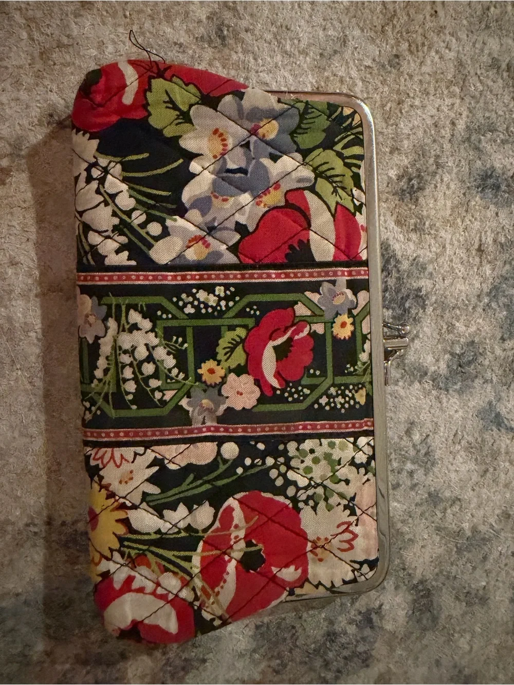 Vera Bradley Quilted Floral Zip Wallet - Red, Green, Cream